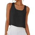 thumbnail image 2 of Women's Linen Shirts Dressy Tops Summer Crop Tank Tops Sleeveless Blouse Work Shirts Black M, 2 of 5