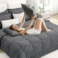 thumbnail image 6 of BDEUS Queen Comforter Set, 5 Pieces Comforter Set, Bed in a Bag, Bedding Set with Comforter, Fitted Sheet, Flat Sheet, Pillowcase, All Season, Dark Gray, 6 of 13