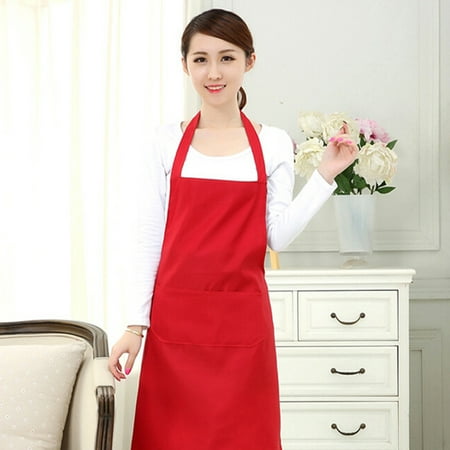 

JUHigh Pure Color Halter Sleeveless Pocket Housework Kitchen Cooking BBQ Work Apron