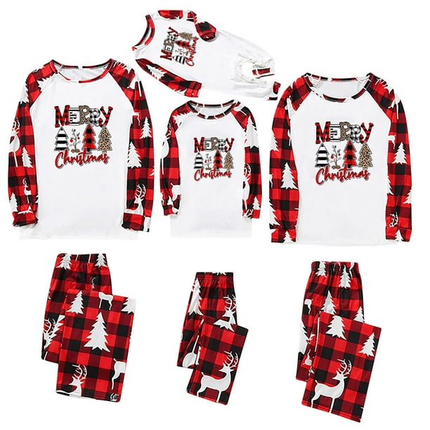 Pijamas Navideños Para La Familia Trajes A Juego Conjunto Cálido Impreso Ropa Para El Hogar Conjunto de Mamá de Dos Piezas Odeerbi ODB189860