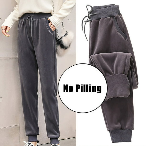 Winter Velvet Pants Men's Artificial Fur Lined Pants Thickened