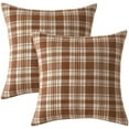 thumbnail image 7 of Fall Set of 2 Scottish Tartan Plaid Throw Pillow Covers Farmhouse Classic Decorative Outdoor Square Cushion Cases for Halloween Thanksgiving Decor Sofa Couch 18x18 Inch, Brown and White, 7 of 7
