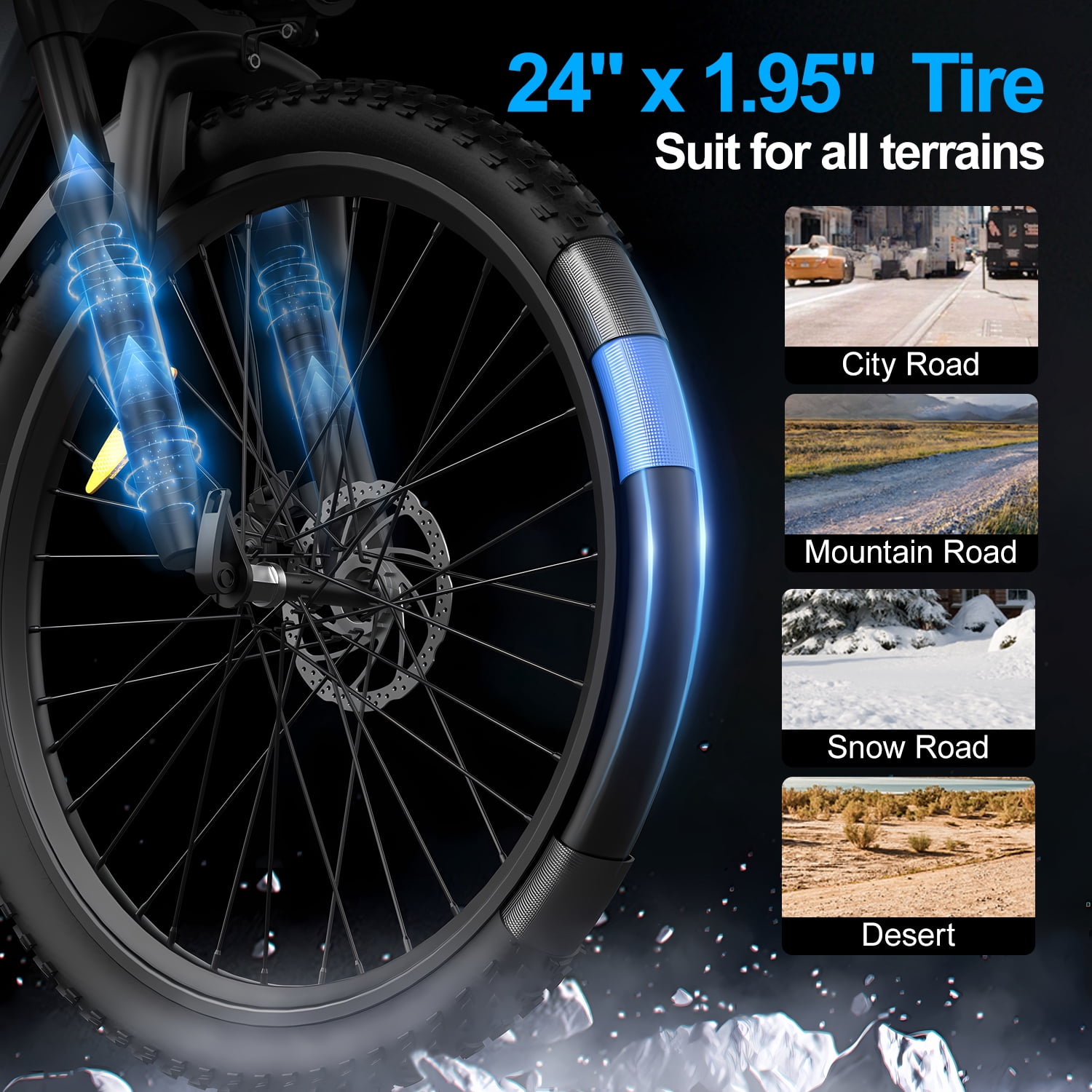 24'' Electric Bike For Adult, 748W Motor 22MPH,36V10AH 40 Miles,Shimano 7 Speed City Commuting E-bike