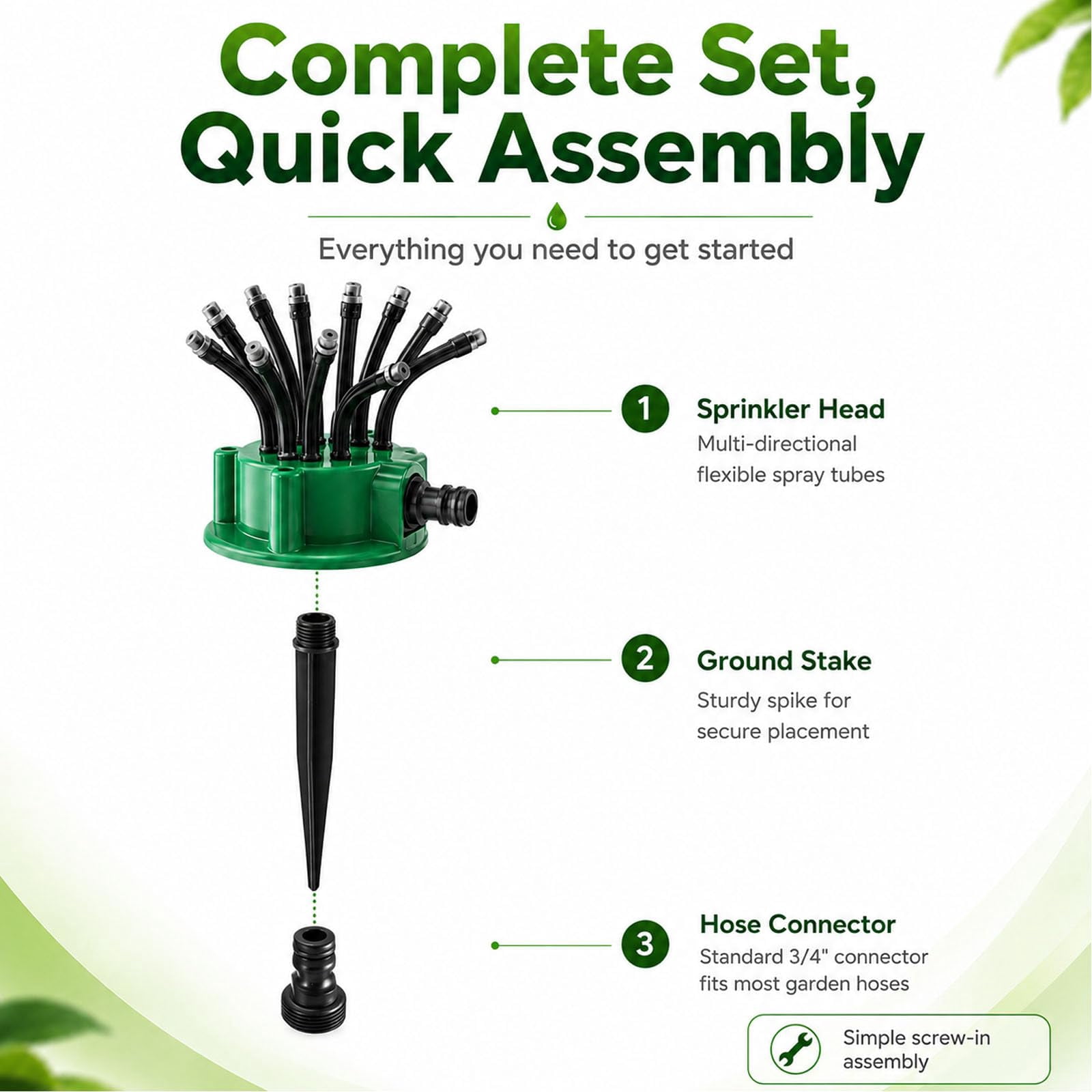 360° Multi-Directional Lawn Sprinkler for Yard & Garden, Stable Rotating Water Sprinkler with Wide Coverage, Easy Connect Garden Sprinkle for Grass, Backyard, Patio & Summer Outdoor Play