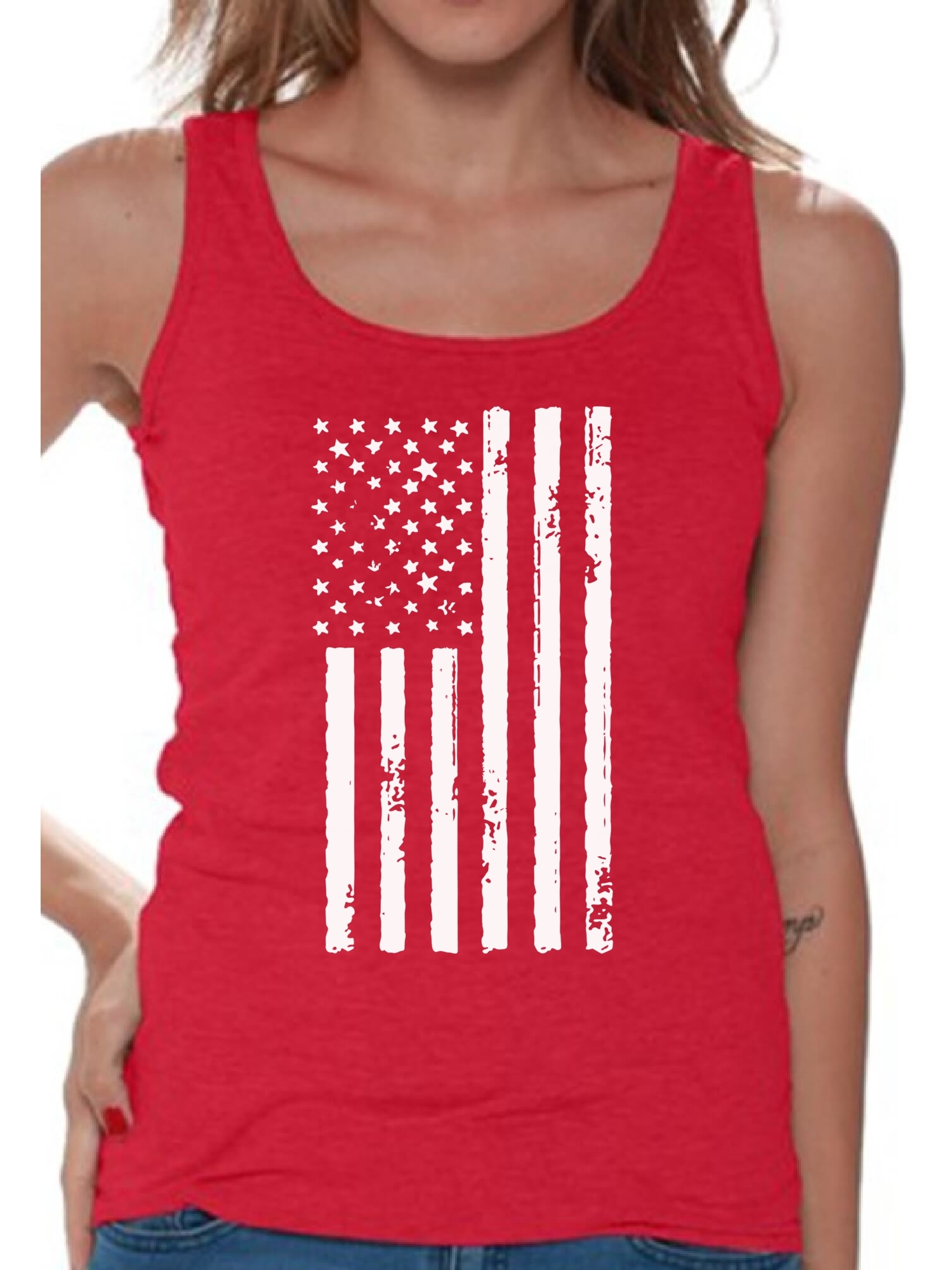 Awkward Styles Big White American Flag Women Tank Top Independence Day ...