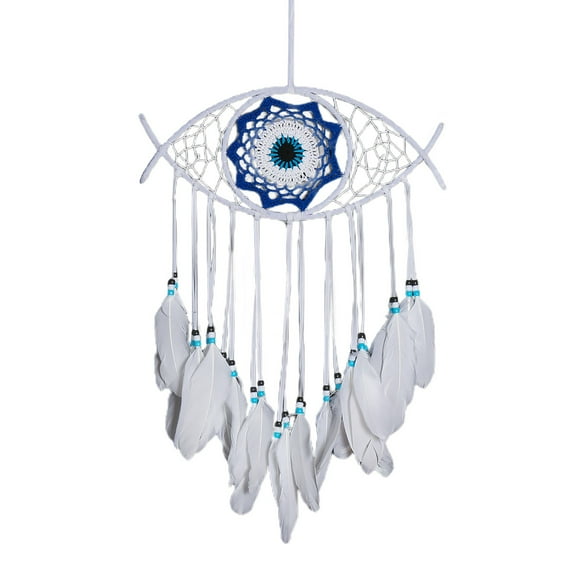 Xecvkr Dream Catcher Evil Eye Wall Hanging Blessing Ornament Handcrafted Feather Bead Good Luck Protection Home Bedroom Living Room Decor Unique 1Piece