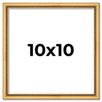 10x10 Frame Beaded Gold Solid Wood Picture Frame | 0.75 Inches Moulding Width | Liscio Oro