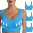 thumbnail image 2 of Penkiiy 3PC Bras for Older Women,Full Coverage Bras for Women Women，Stretchy，Daily Breathable Plus Size Sports Bra 6XL Blue, 2 of 8