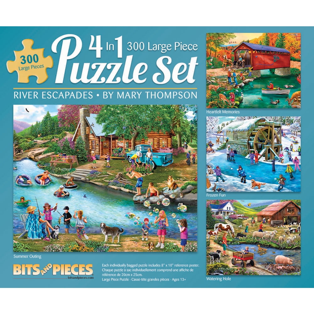 Bits and Pieces 4in1 MultiPack Set of 300 Piece Jigsaw Puzzle for