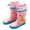AB135 Pink, variant on Teen Girls Boys Waterproof Rain Boots Animals Print Anti- Easy On Booties With Adjustable Straps Unisex Kids Water Activities Rain Shoes Size 4-4.5 Years