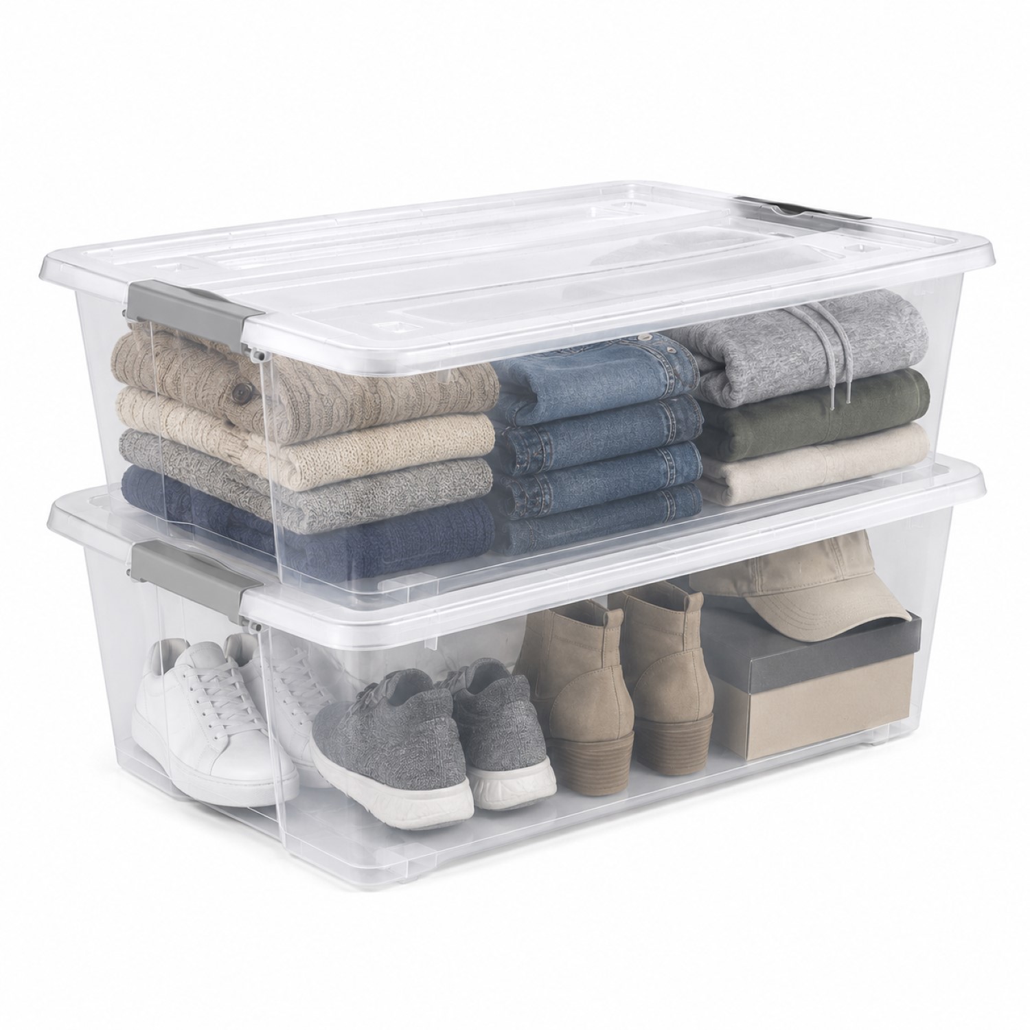 Sorbus 2-Pack 40 Qt Clear Underbed Storage Bins with Lids & Handles, Stackable