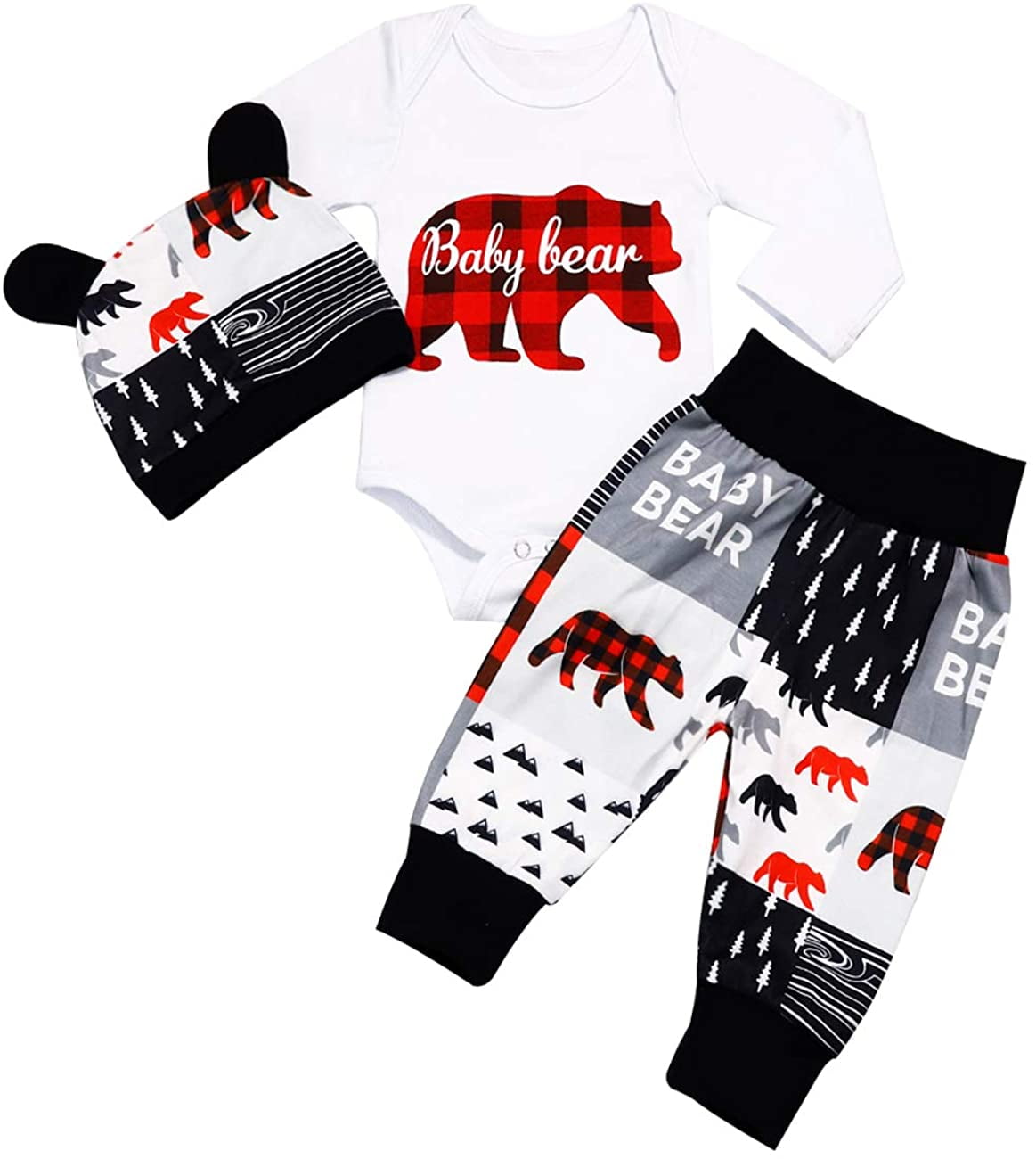 itkidboy Newborn Baby Boy Summer Clothes New to The Crew Letter Print Romper+Long Pants+Hat 3PCS Breathable Outfits Set