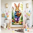 thumbnail image 1 of Easter Door Curtain Decorations, Spring Holiday Door Cover, Bunny Rabbit Party Door Hanging, Festive Easter Decor for Home Classroom Office, Polyester Door Banner with Colorful Easter Egg Design, 1 of 7