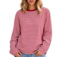 thumbnail image 5 of XUNKUSGA Womens Striped Tops Casual Loose Long Sleeve Crewneck Pullover Top Fashion Drop Shoulder Oversized Tunic Tops Comfortable Soft Fall Sweatshirt for Daily Wear S, 5 of 7