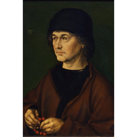 24x36 gallery poster, Albrecht Durer the Elder with a Rosary, 1490