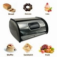 thumbnail image 3 of Retro Iron Bread Box with Window - Large Kitchen Storage Container for Bread, Pastries, and Baked Goods - Black, 3 of 7