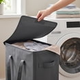 thumbnail image 6 of 65L Slim Rolling Laundry Hamper with Lid Foldable Fabric, Dirty Clothes Basket with Wheels and Handles, Space Saving Durable, Bathroom Bedroom Laundry Storage Home Use, 6 of 6