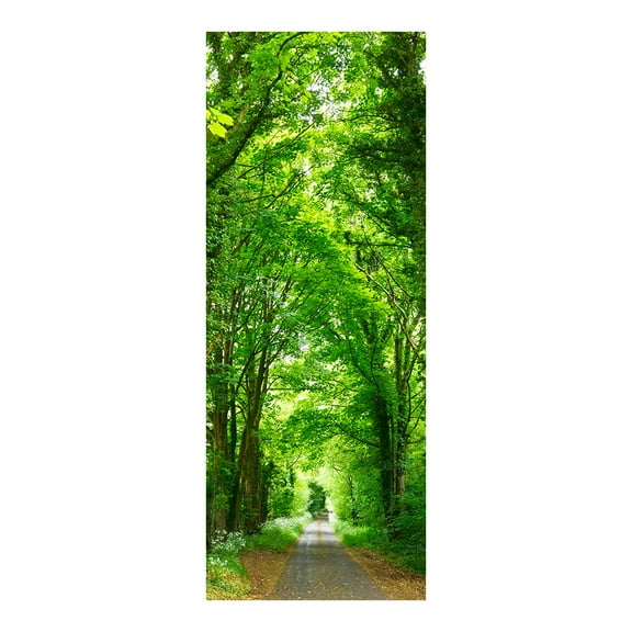 3D Door Stickers for Interior Doors Road Through Green Trees Forest Nature Scenery Vinyl Waterproof Self Adhesive Door Mural Decals for Bedroom Office Bathroom