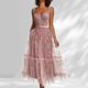 thumbnail image 1 of WILLBEST Vestidos de Mujer Vestidos de Fiesta con Bordado de Flores para Mujer Vestidos de Fiesta de Noche Formales de Hada de Corte A con Corsé Hasta La Rodilla Grande, 1 of 3