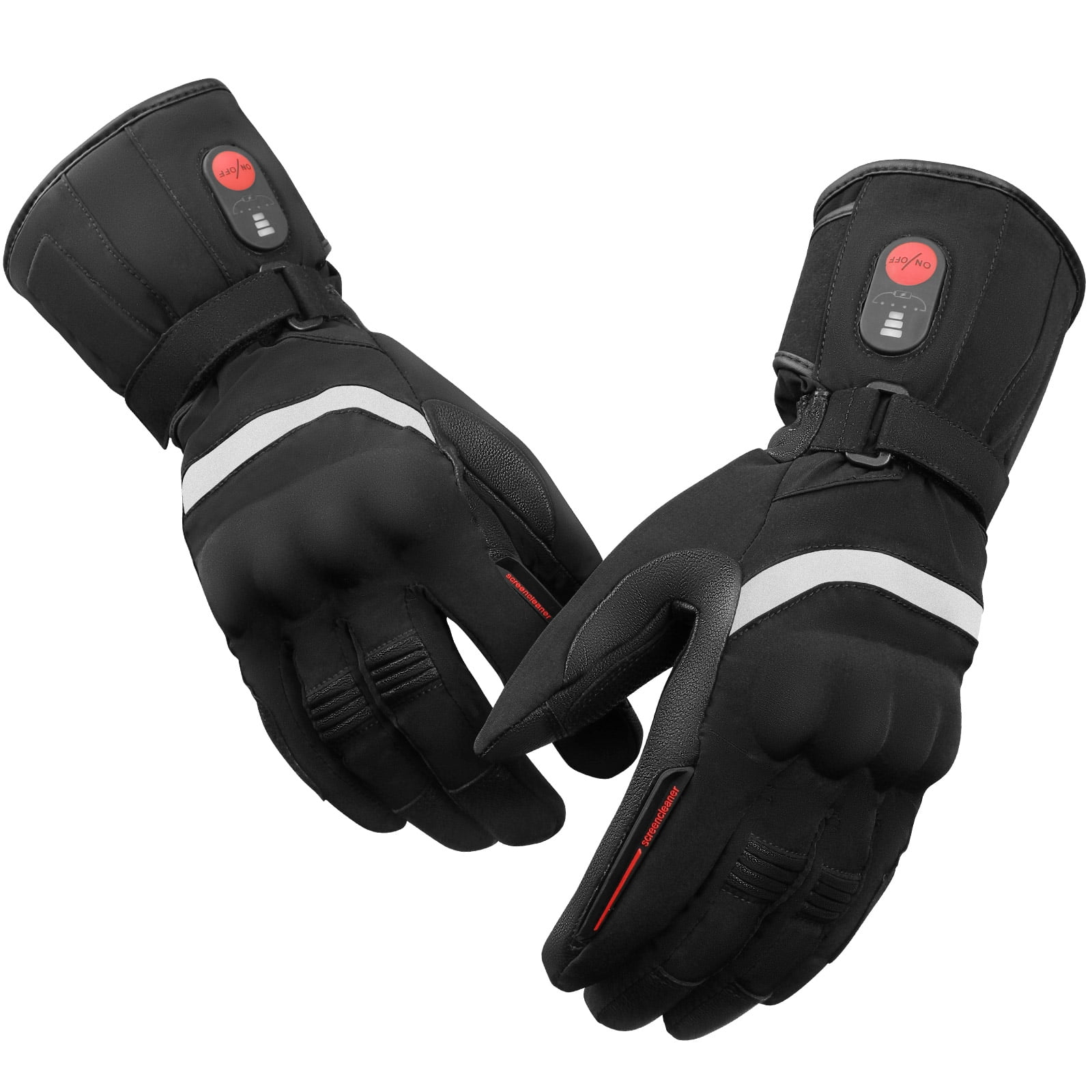 SNOW DEER Heated Gloves for Men Women, Temperature Display Heated Motorcycle Gloves, 2200mAh Rechargeable Battery Winter Gloves for Skiing Motorcycle Cycling Fishing Hunting