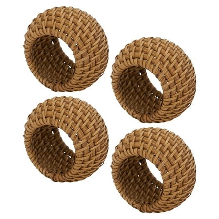 

Fennco Styles Hand Woven Rattan Decorative Napkin Rings Set of 4 - Caramel Napkin Holder for Home Farmhouse Décor Banquets Family Gathering and Special Occasion
