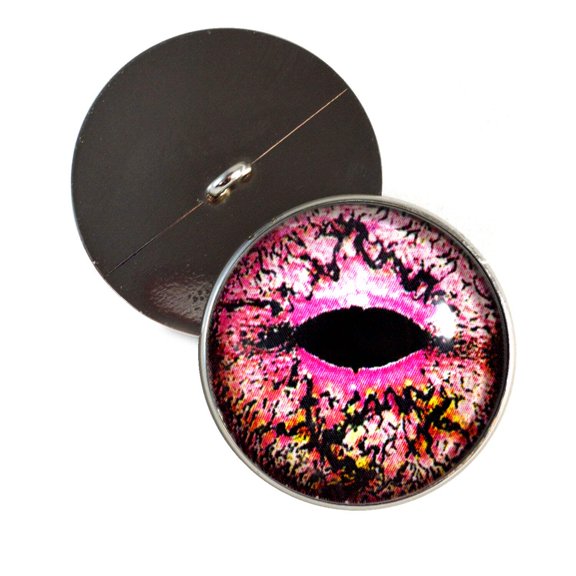 Pink Lizard Sew-On Button Glass Eyes