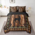 thumbnail image 2 of Homewish Farmhouse Deer Animal Bedding Comforter Set 7 Pieces for Men, Black Brown Buffalo Plaid Full Bedding Set, Western Lodge Cabin Reversible Fitted Sheet Flat Sheet, Microfiber Bedroom Decor, 2 of 7