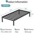 thumbnail image 2 of VOLIX 14" Black Sturdy Heavy Duty Bedframe Wide Metal Slat Platform Bedframe, Twin, 2 of 7
