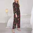 thumbnail image 3 of Honeii Red Chili print Women's Pajama Sets Long Sleeve Button Down Sleepwear Nightwear Soft Pjs Lounge Sets-XX-Large, 3 of 7