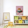 thumbnail image 2 of Unframed Vintage Cats Canvas Wall Art, Funny Animal Reading Books Poster Printing Pictures, Pink Cute Cat Lovers Wall Decor, for Girls Room Bedroom Kids Room Living Room Bathroomin, 2 of 3