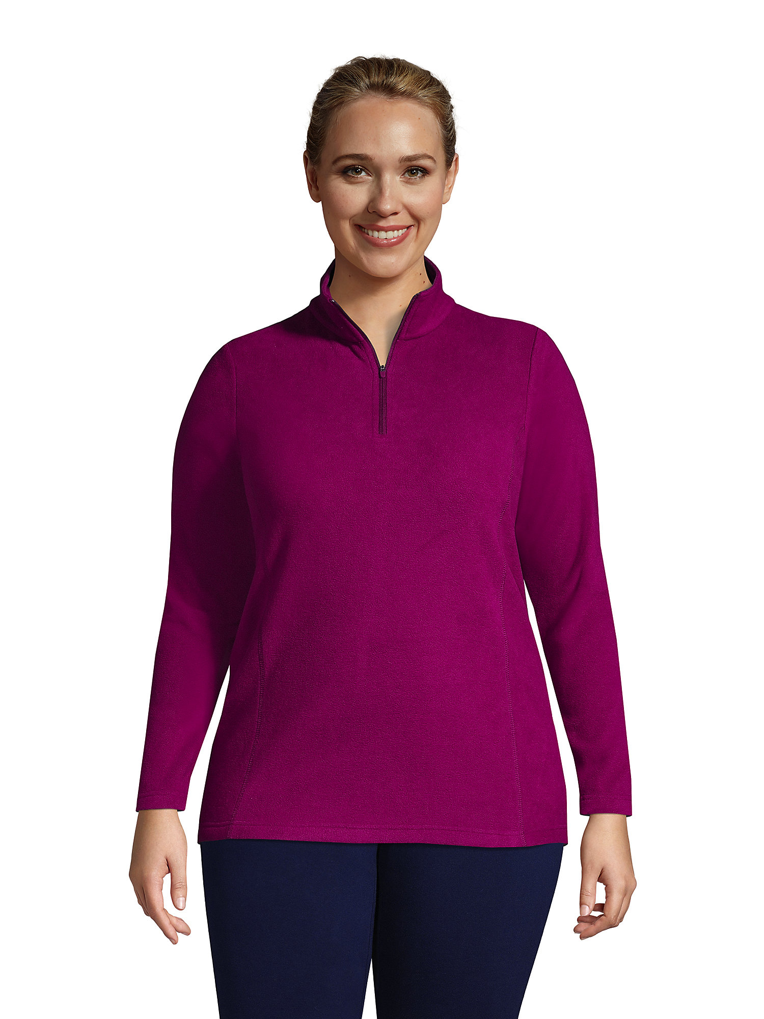 Lands' End Women's Plus Size Fleece Quarter Zip Pullover