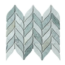 Ming Green Petal/Leaf Pattern Marble Mosaic Wall & Floor Tile - Case (10 Sheets)