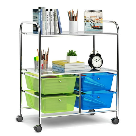 Resenkos Filing Cabinet Office Drawers, Office Storage Cabinet,4 Drawers Rolling Storage Cart