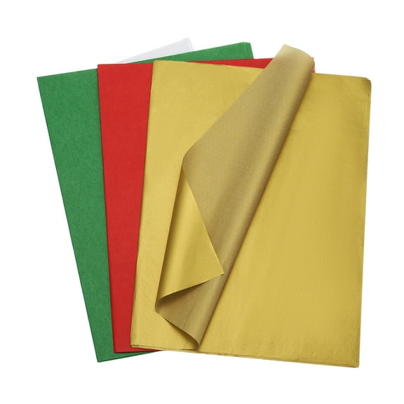 Uxcell 100 Sheets Colored Tissue Paper Bulk for Gift Bags, 19.7x13.8" Christmas Gold Tone Assorted Color Wrapping Paper for Craft Holidays Christmas Birthday Wedding Filler Flower Decor