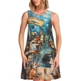 thumbnail image 1 of Fotbe Whimsical Cats Night Cafe Vestido de Verano sin Mangas para Mujer – Vestido Midi Línea A, Estilo Camiseta Floral, Vestido Playero Casual y Fluido, 1 of 7