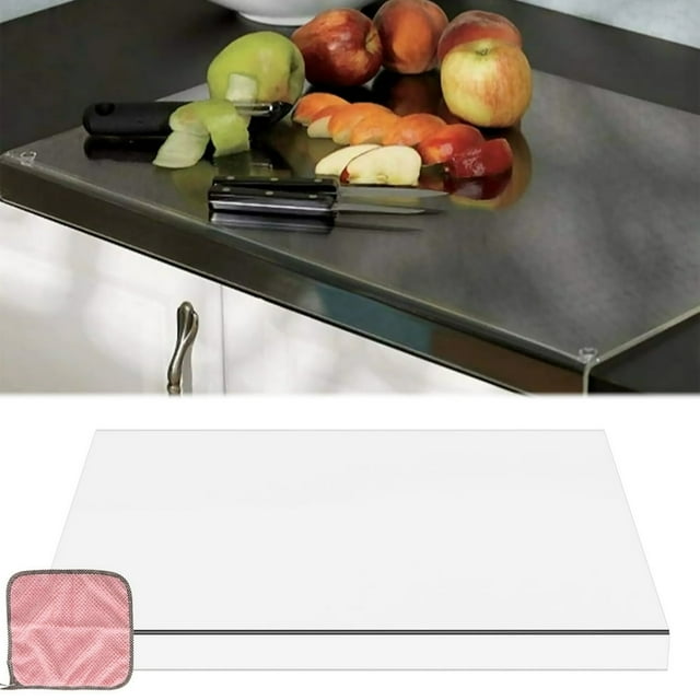 Acrylic Cutting Board Non-Slip Transparent Cutting Board with Lip Rectangle Cutting Board Reusable Chopping Board Multipurpose Countertop Protector Board for Kitchen Countertop
