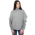 thumbnail image 3 of SAOL 100% Merino Wool Women's Aran Cable Knitted Poncho Irish Cape High Neck Sweater Made in Ireland, 3 of 4