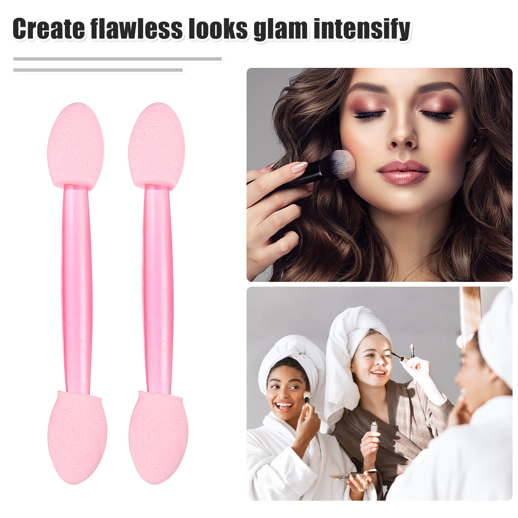 Unique Bargains 50 Pcs Dual Sides Eye Shadow Sponge Applicators Pink