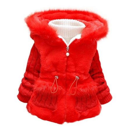 

BULLPIANO 1-4T Baby Girls Winter Fleece Coat Kids Snowsuit Jacket with Hood Thicken Outwear Warm Overcoat