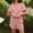 Pink, variant on FAHXNVB Womens Pajamas Set 2 Piece Ruffle Pj Soft Crewneck Short Sleeve Tops and Shorts Sleepwear Set Cute Solid Color Pajama Sets for Women