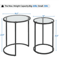 thumbnail image 4 of Alden Design Round Metal Nesting End Table Set of 2 with Glass Top for Living Room, Black, 4 of 10