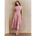 thumbnail image 4 of Pink Dress With Short Sleeve And Ruffled Hem, 4 of 30