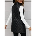 thumbnail image 2 of Cuteduck Women's Vest Fall Spring Sleeveless Stand Collar Long Lightweight Quilted Pocketed Zipper Casual Jacket S-2XL, 2 of 7