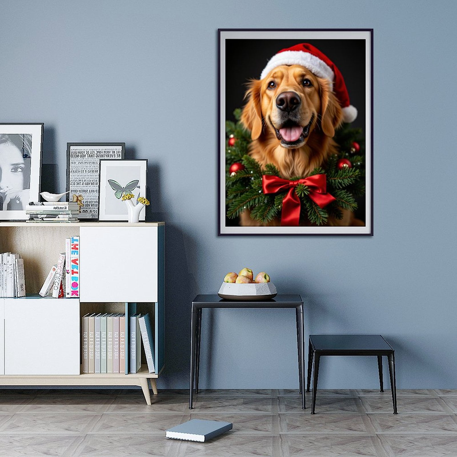 Diamond Art Kit for Adults, Golden Retriever Christmas Wreath Diamond Painting for Adults Beginners, DIY Diamond Art Painting Kits, 5D Diamond Painting Crafts for Home Decor 12x16 Frameless