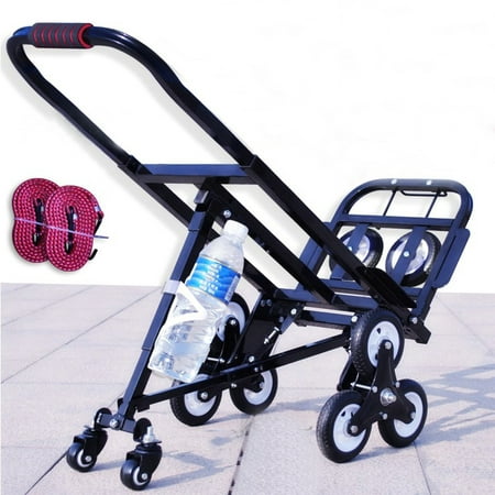 Techtongda Foldable Folding Stair Climbing Hand Truck Luggage Cart Backup Wheels with turning (Best Hand Truck For Stairs)