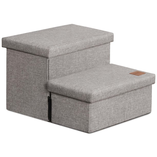 Escalera plegable para perros Love's cabin, 33 cm de alto, 2 peldaños, gris