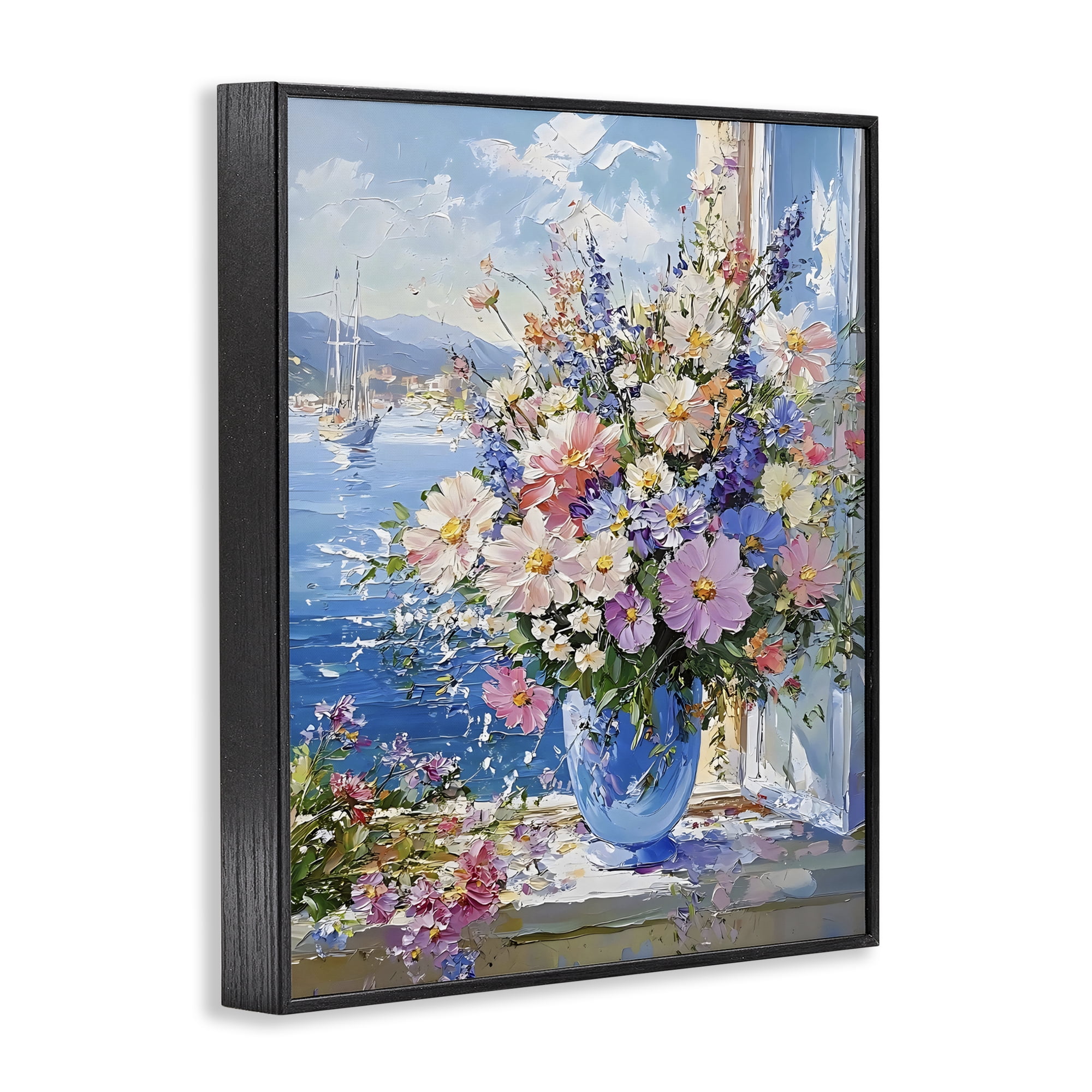 Stupell Industries Beautiful Bouquet on Ledge Black Framed Giclee Art, design by Creative Studio
