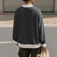 thumbnail image 3 of Striped Mock Neck Sweatshirt For Women Oversized Pullover Tops 2026 Long Sleeve Sweatshirts Soft Ribbed Trim Knit Material Casual Fall Winter Fashion Clothes Vacation, 3 of 5