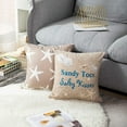 thumbnail image 4 of Set of 4 Throw Pillow Covers Beach Starfish Words Rules Holiday Summer Nautical Anchor Distressed Taupe Decorative Pillow Cases Home Decor Square 16x16 Inches Pillowcases, 4 of 5