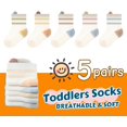 thumbnail image 2 of 5 Pairs Toddler Baby Girl Boy Infant Kids Socks, Summer Cute Animal Soft Cotton Thin Mesh Socks, 0~5T, 2 of 7